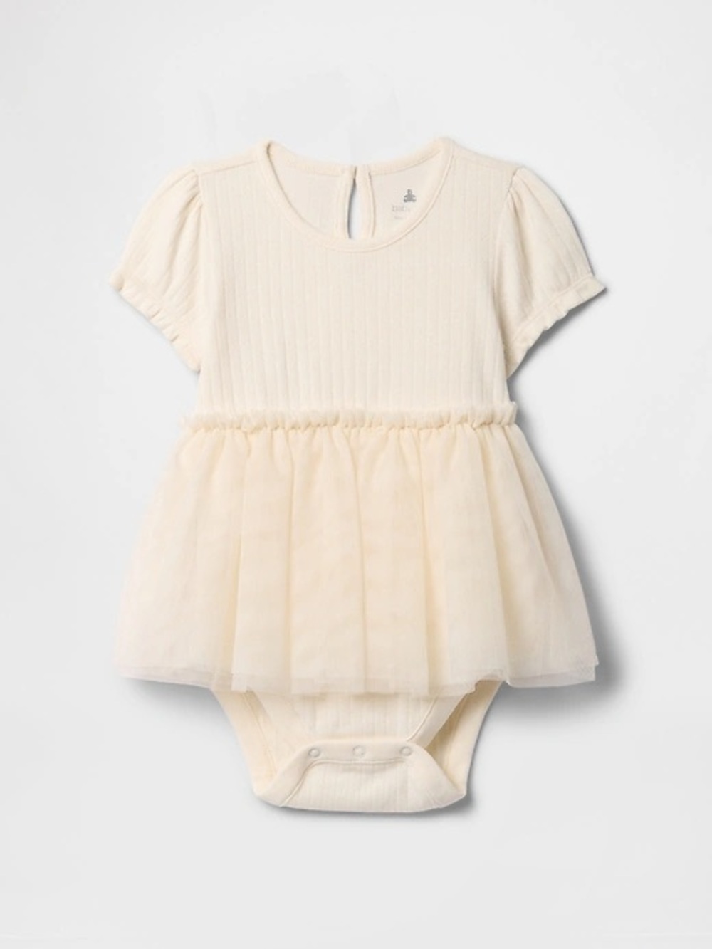 GAP Cream Tulle Peplum Baby Dress Bodysuit 18-24M